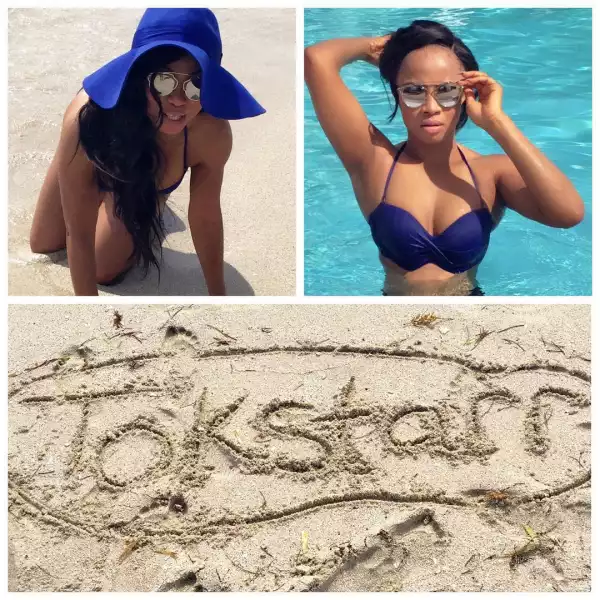 Toke Makinwa Flaunts Her Body In Bra At A Beach In Miami [See Photo]